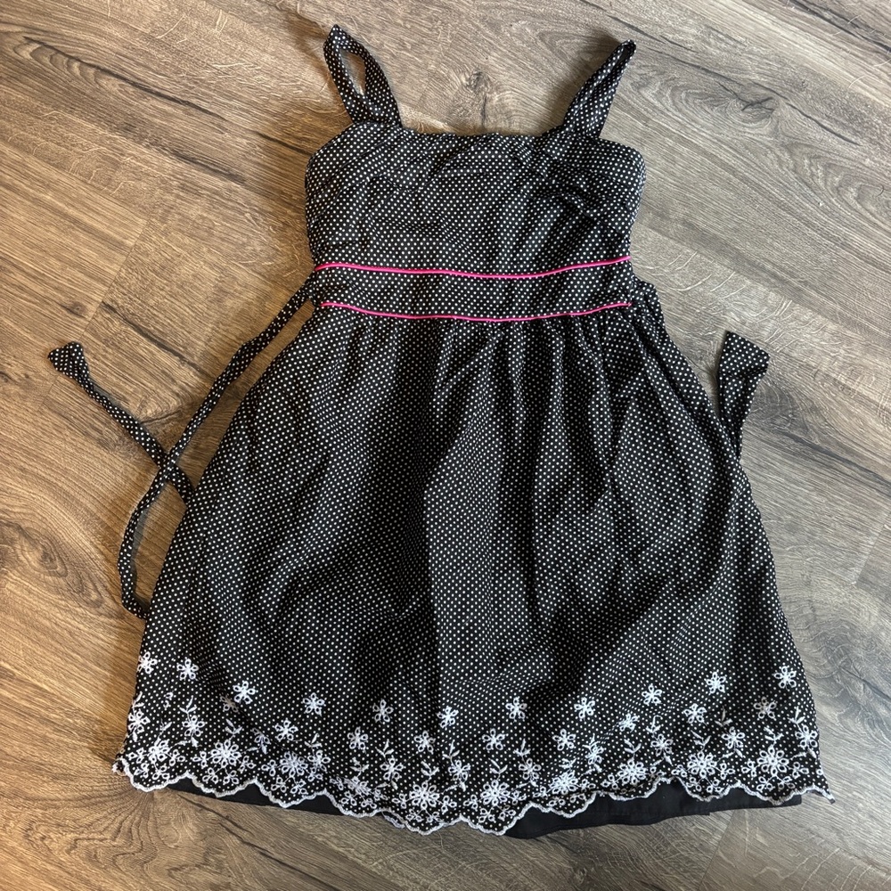Rare Editions Black and White Polka Dot Sleeveless Sundress